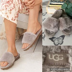 UGG Cozette Slide-on Slippers Shearling Sheepskin wool  Oyster US 7